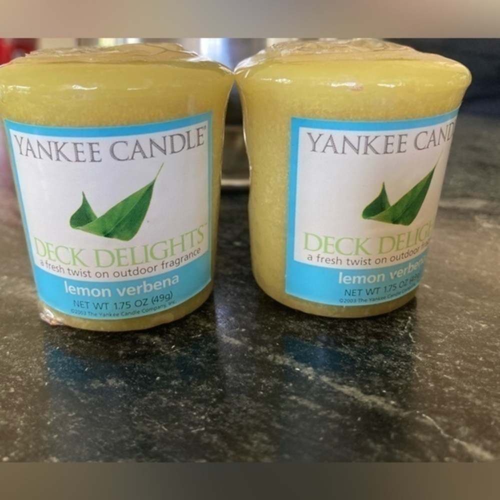 Yankee Candke Deck Delights Votives Set Of 2 Lemon Verbena RARE 1.75oz